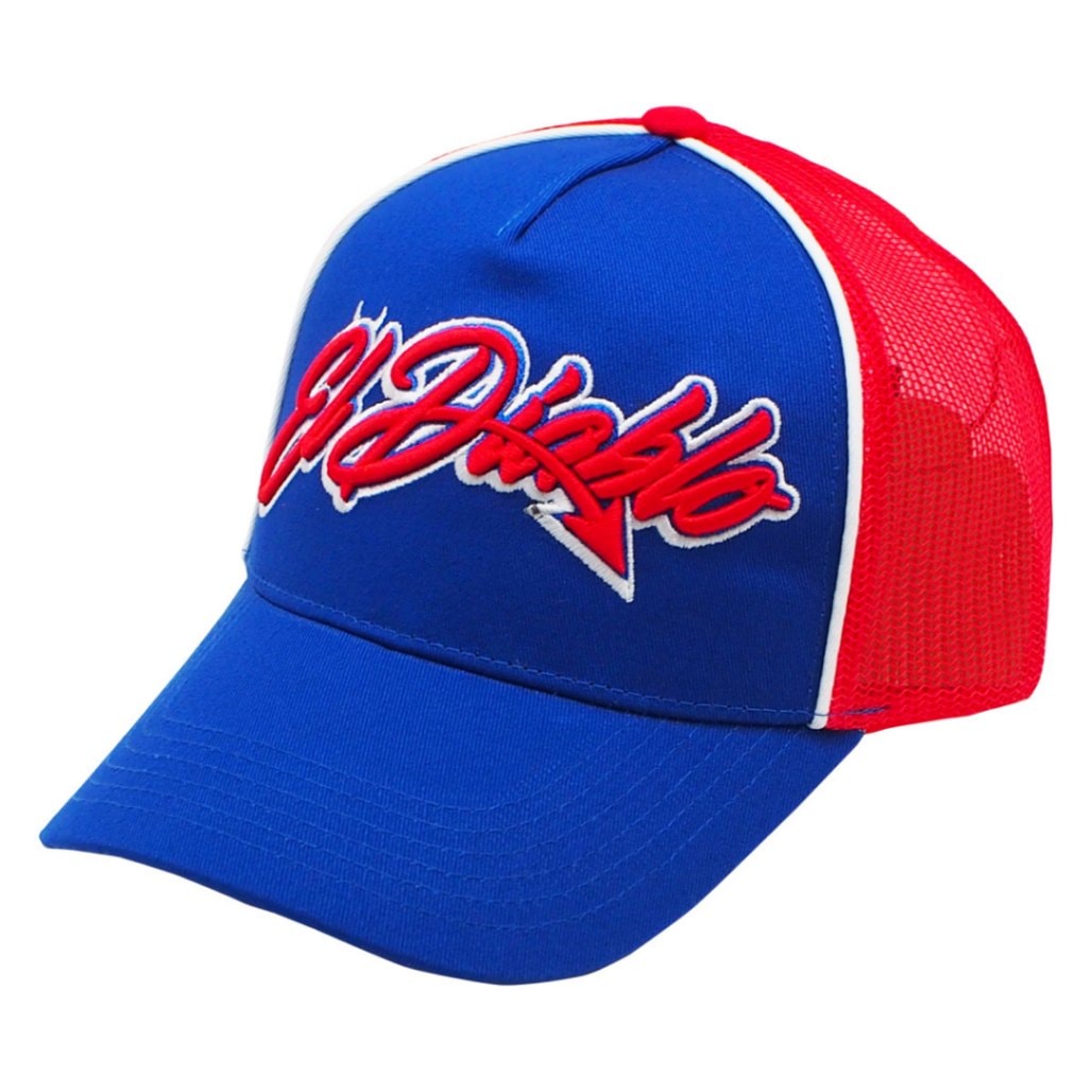 2024 ファビオ クアルタラロ ビッグ エル ディアブロ トラッカー メッシュ キャップ ブルー レッド