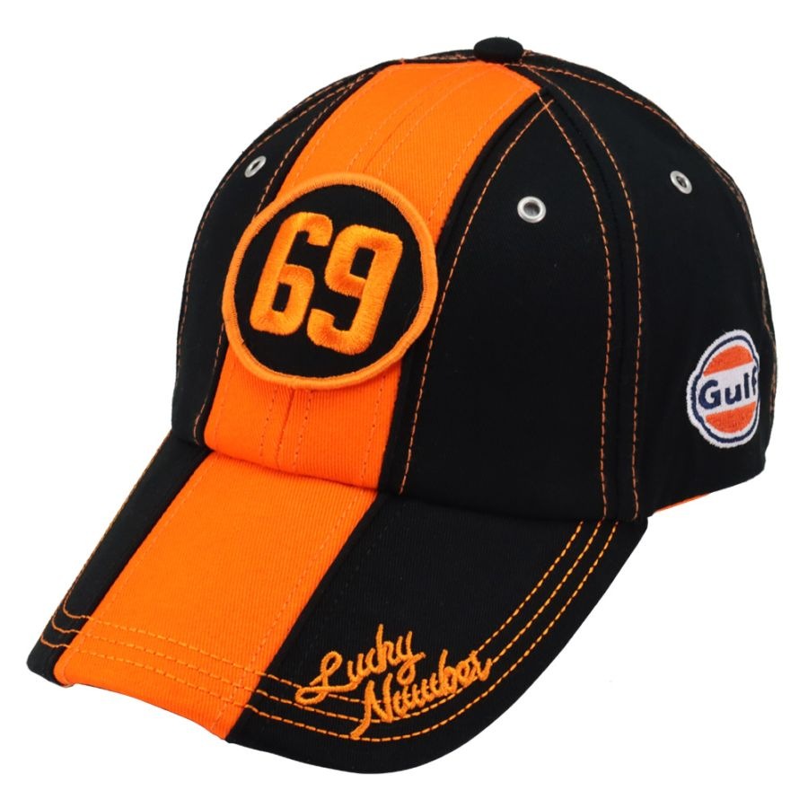 Gulf ガルフ #69 モータースポーツ オフィシャル CAP ブラック オレンジ