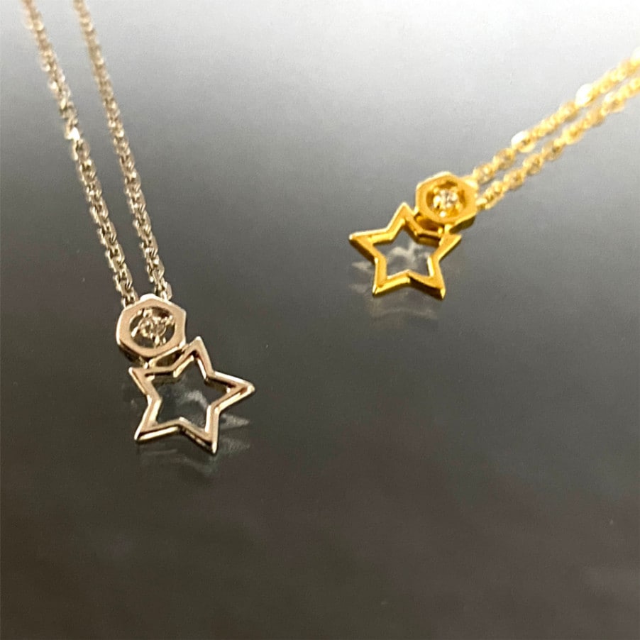 【 受注生産 14~21営業日でのお届け 】JEREV スター（星）×六角ナット ペンダントネックレス シルバー925 / キュービックジルコニア