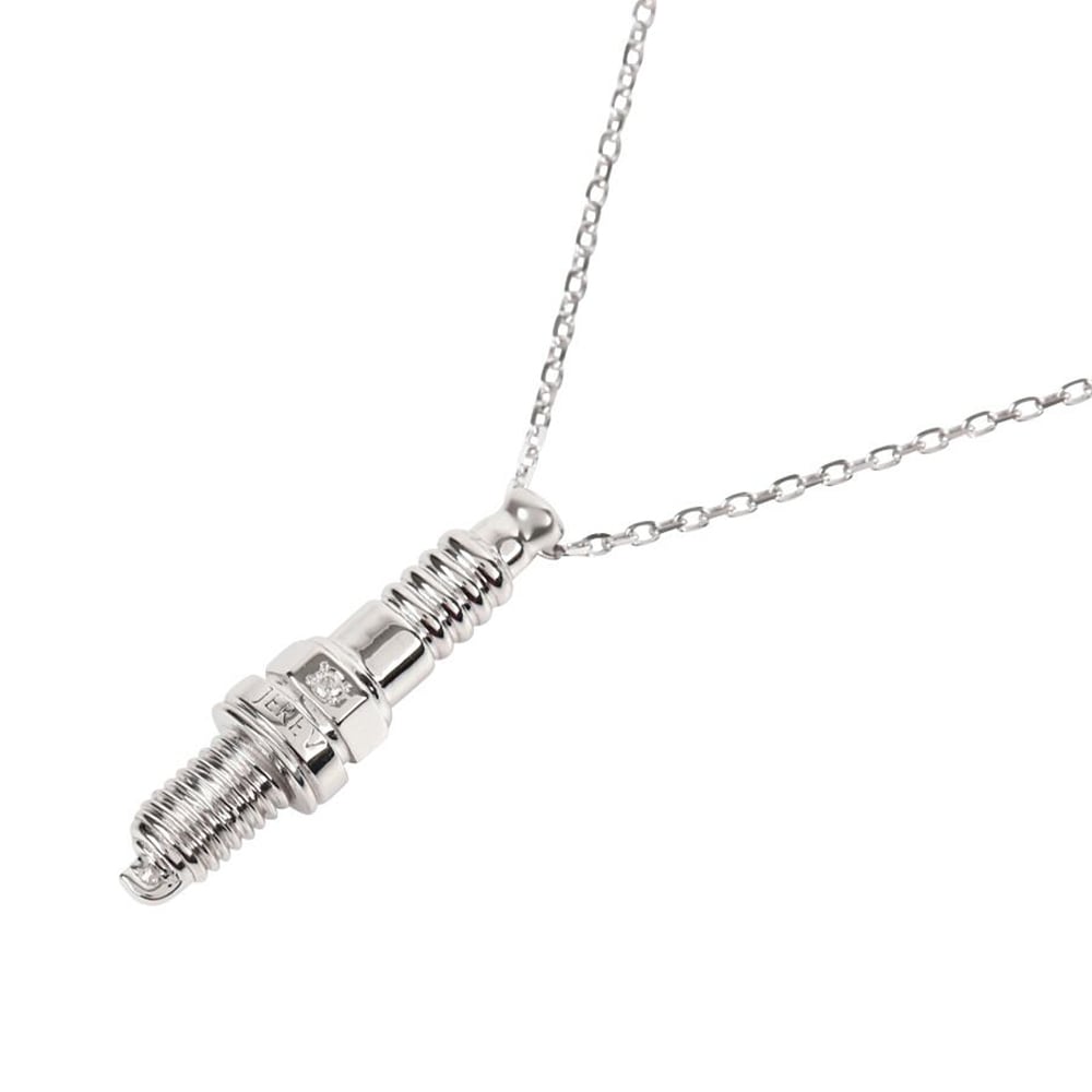 【 受注生産 14~21営業日でのお届け 】JEREV スパークプラグ ペンダントネックレス シルバー925 / 天然ダイヤモンド 0.01ct