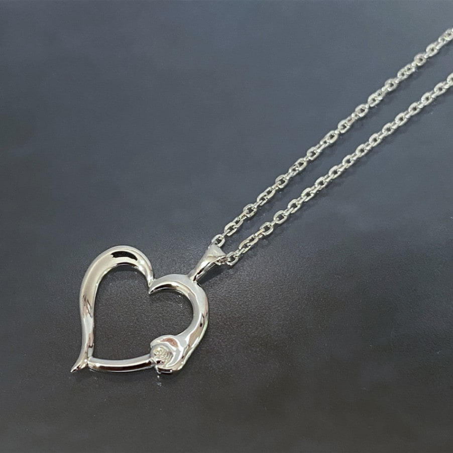 【 受注生産 14~21営業日でのお届け 】JEREV プラチナ スパナ × オープンハート ダイヤモンド ペンダントネックレス pt900 / pt850