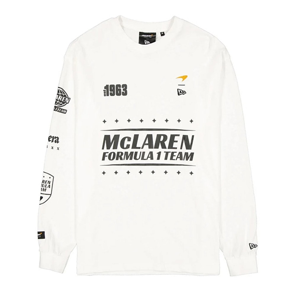 2025 マクラーレン F1 チーム グラフィック ロゴ ロングスリーブ Tシャツ ホワイト
