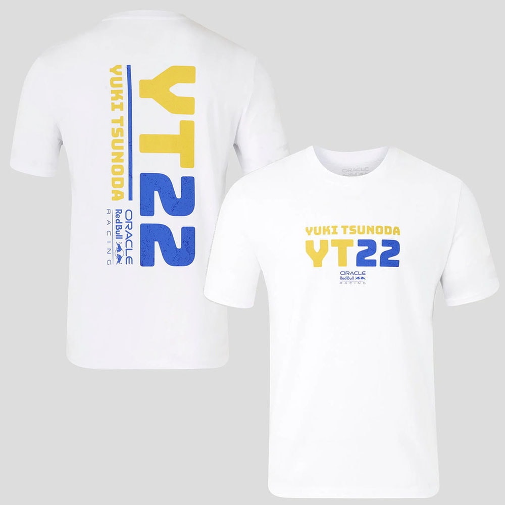 2025 オラクル レッドブル レーシング 角田 裕毅 YT22 グラフィック Ｔシャツ ホワイト