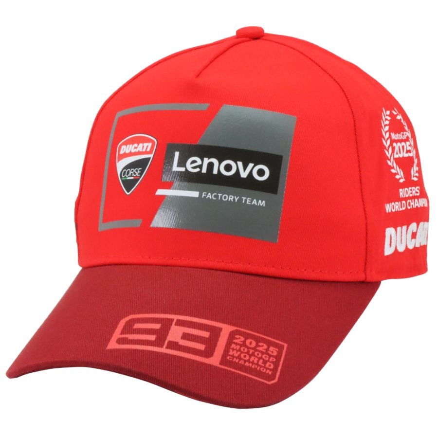 2025 ワールドチャンピオン ドゥカティ レノボ チーム マルク マルケス MM93 「MORE THAN A NUMBER」 ミッドバイザー キャップ レッド