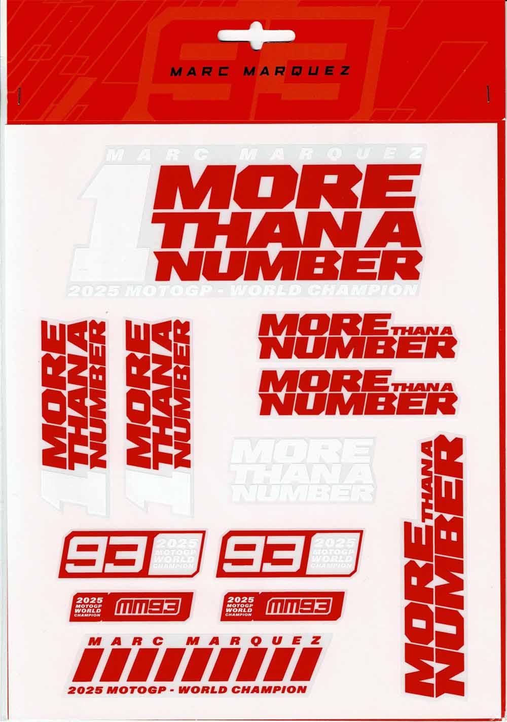 2025 ワールドチャンピオン マルク マルケス MM93 「MORE THAN A NUMBER」 ステッカー