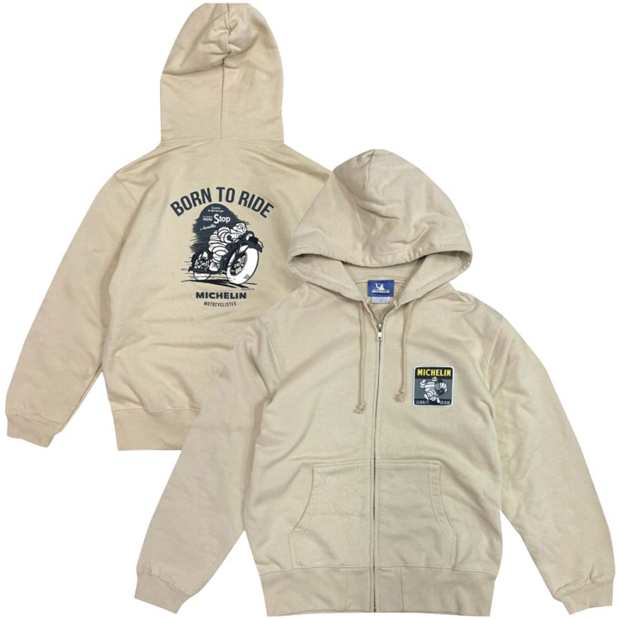 ミシュラン MICHELIN ジップ フーディ Motocycliste サンドベージュ