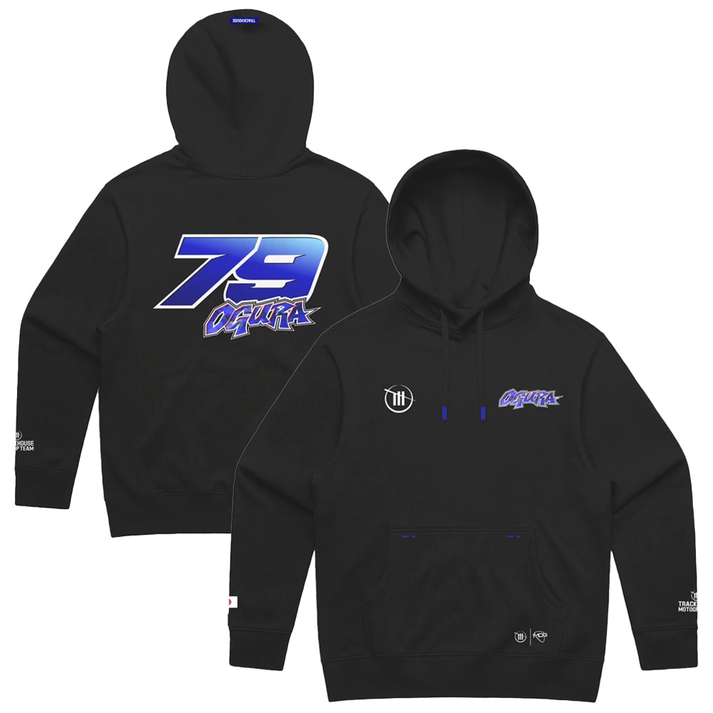 2025/2026 トラックハウス レーシング 小椋 藍 #79 ユニセックス プルオーバー フーディ ブラック
