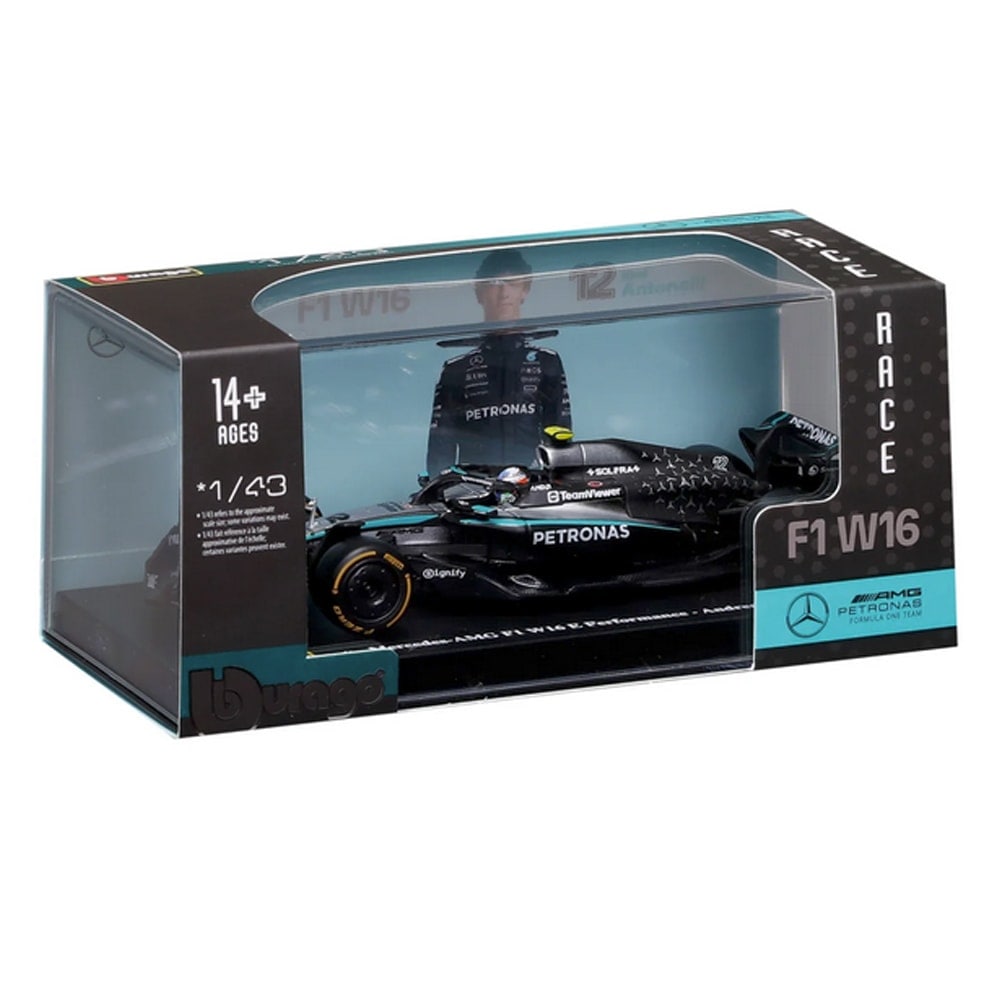 ブラゴ 1/43 ドライバー＆ケース付き 2025年 メルセデス AMG W16 E パフォーマンス #12 キミ アントネッリ