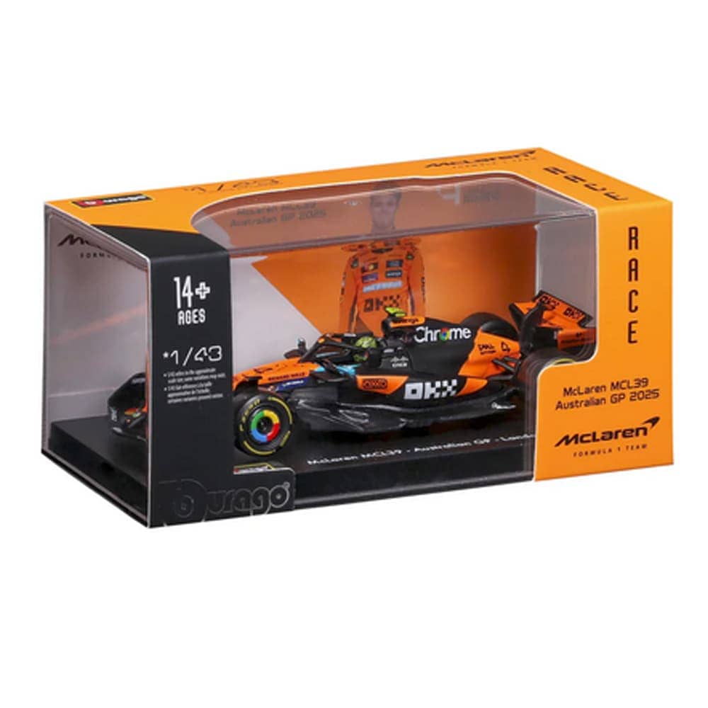 ブラゴ 1/43 ドライバー＆ケース付き 2025年 マクラーレン F1チーム MCL39 #4 ランド ノリス オーストラリアGP仕様