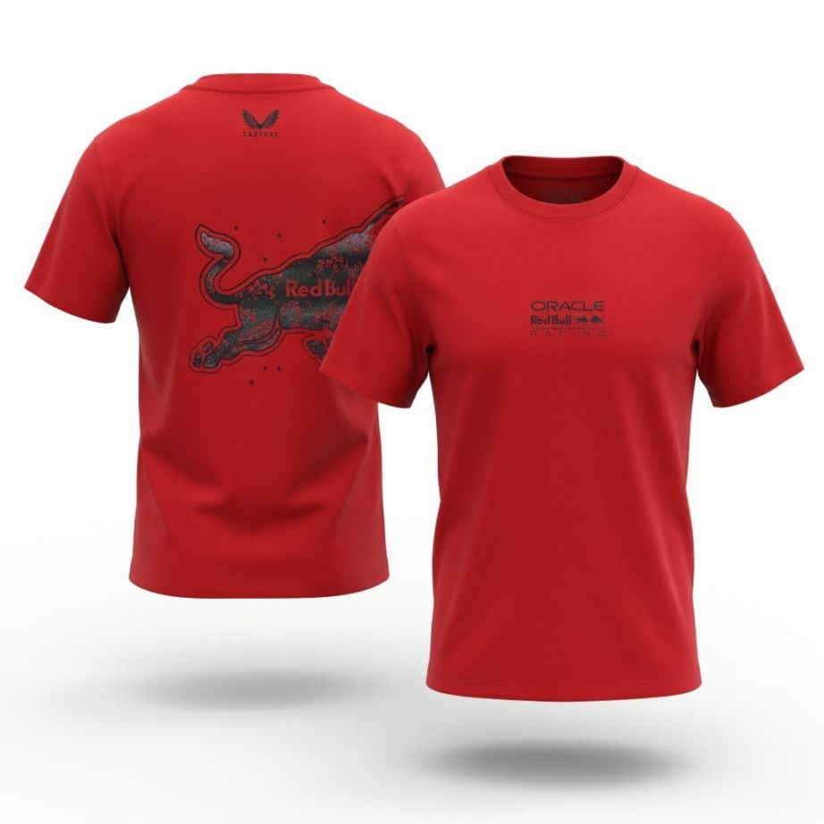 2026 オラクル レッドブル レーシング グラフィック 闘牛ロゴ Tシャツ レッド