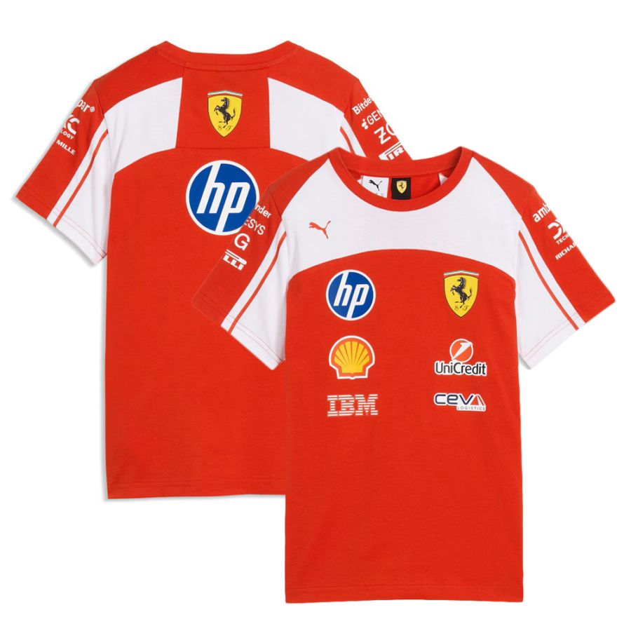 キッズ用 2026 スクーデリア フェラーリ HP チーム コットン Tシャツ レッド