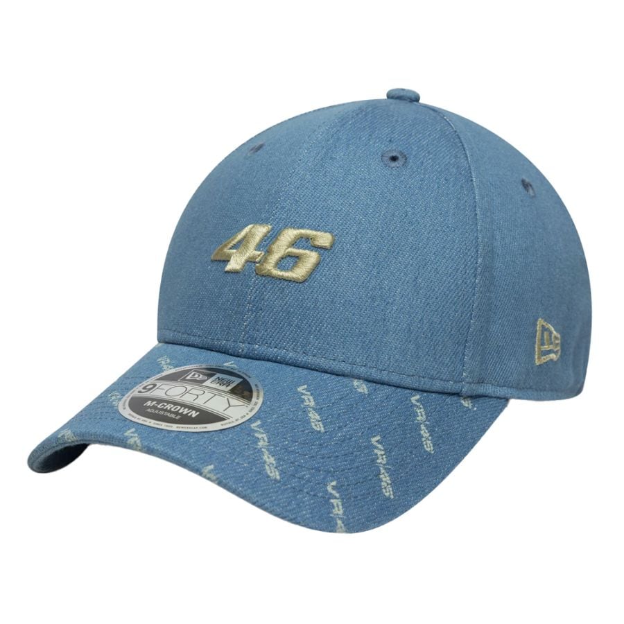 VR46 バレンティーノ ロッシ  New Era 9FORTY デニム キャップ オープンブルー