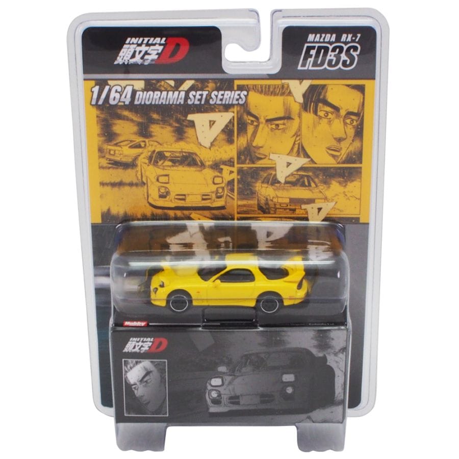 ホビージャパン 1/64 MAZDA RX-7(FD3S) イエロー Red Suns 頭文字D 高橋啓介 VS 秋山渉 30周年記念 ブリスターパッケージ ディオラマシート付き