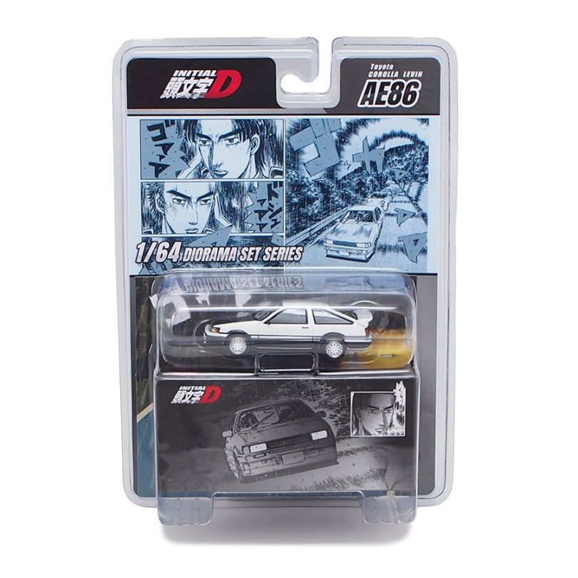 ホビージャパン 1/64 トヨタ カローラ レビン(AE86) 頭文字D 秋山 渉 VS 高橋 啓介 ブリスターパッケージ ディオラマシート付き
