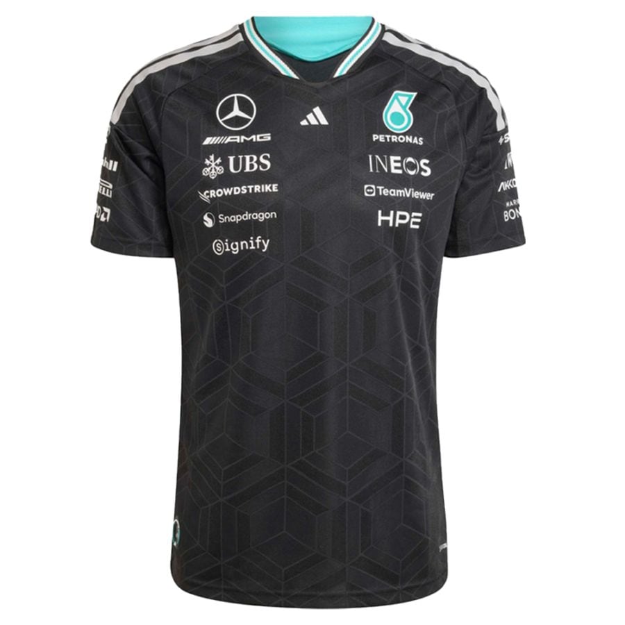 アジア規格サイズ 2026 メルセデス AMG ペトロナス F1 チーム オーセンティック Tシャツ ブラック スリムフィット