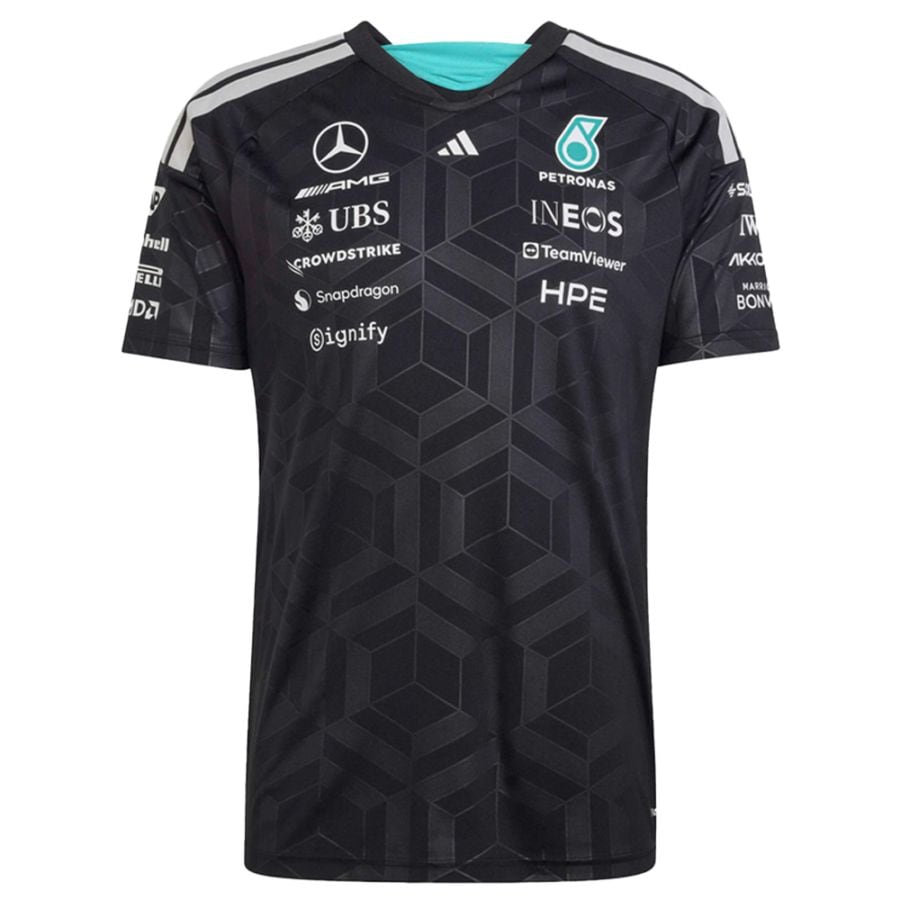 アジア規格サイズ 2026 メルセデス AMG ペトロナス F1 チーム ドライバー Tシャツ ブラック スリムフィット