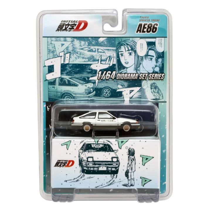 ホビージャパン 1/64 トヨタ スプリンター トレノ(AE86) 頭文字D 藤原 拓海 & 茂木なつき ブリスターパッケージ ディオラマシート付き