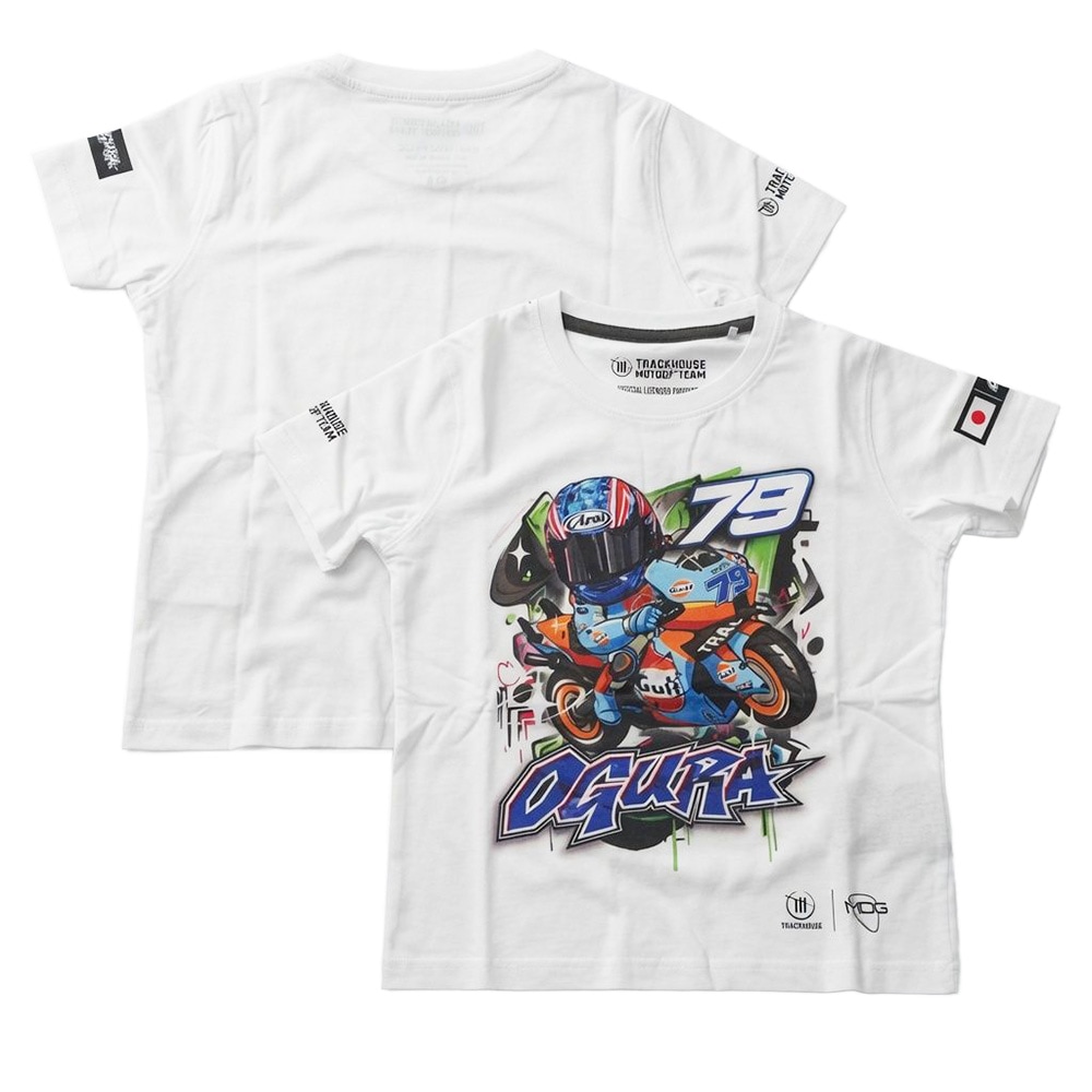 キッズ・レディース用 2026 トラックハウス レーシング 小椋 藍 #79 カラフル グラフィック Tシャツ ホワイト