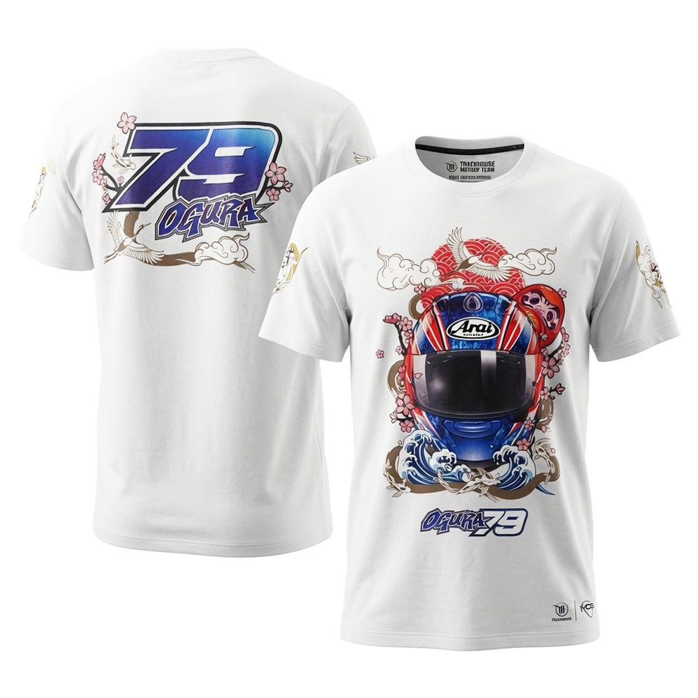 2026 トラックハウス レーシング 小椋 藍 #79 カラフル ヘルメット Tシャツ ホワイト