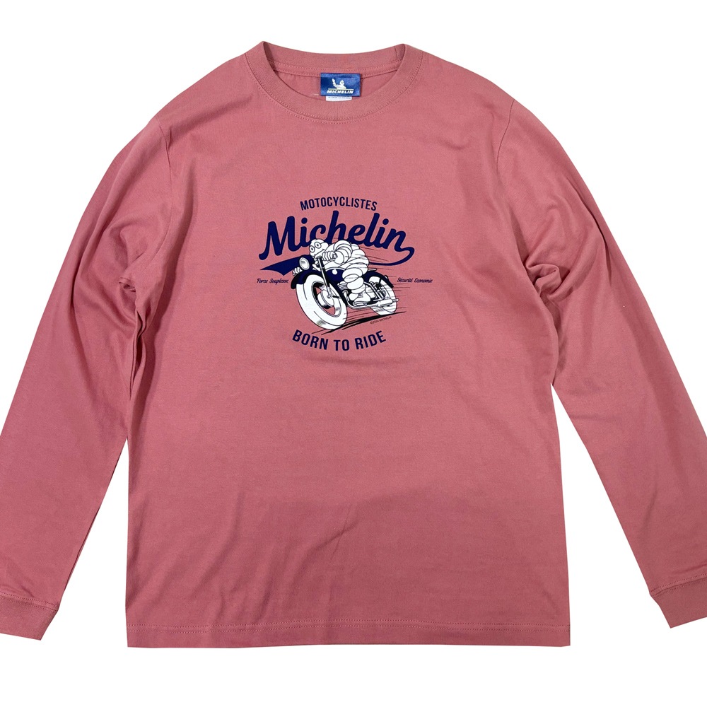 ミシュラン オフィシャル Moto ロングスリーブ Tシャツ ヘイジーレッド