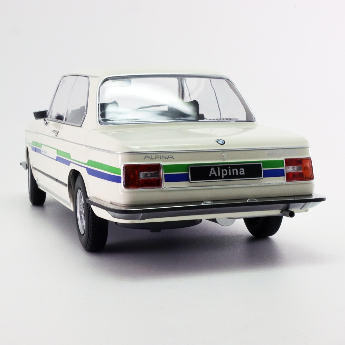 BMW 2002 Alpina SERIE 2 1974 Blanc avec Bandes Bleu/Vert 1/12 KK Scale KKDC120104