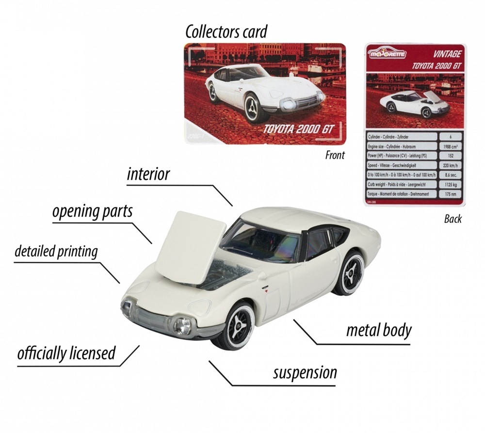 マジョレット 1/54 トヨタ 2000GT ホワイト コレクターズカード付