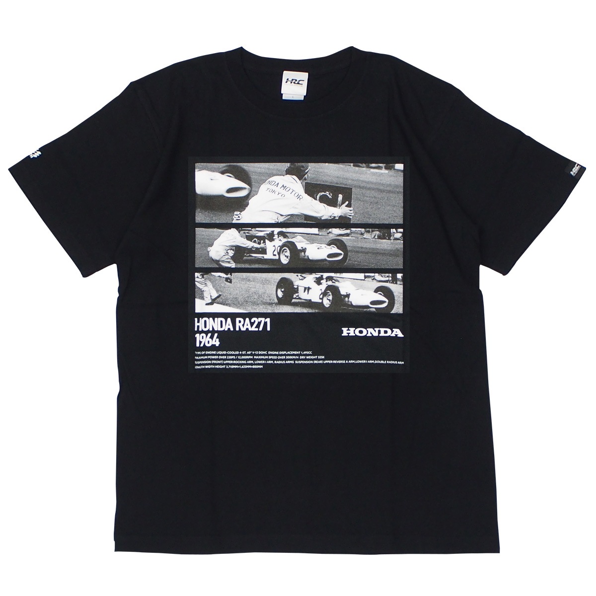 Hondaグッズ TypeR Honda Racing F1 ホンダ HRC F1 RA271 Tシャツ ピットボード タイプ3 ブラック | T