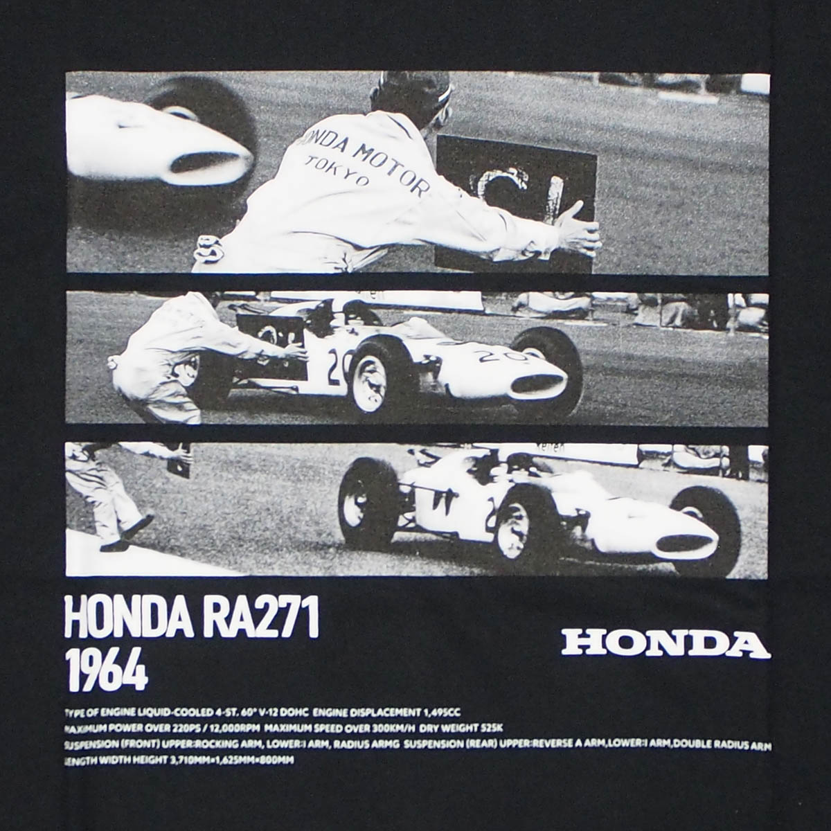 ホンダ HRC F1 RA271 Tシャツ ピットボード タイプ3 ブラック | T