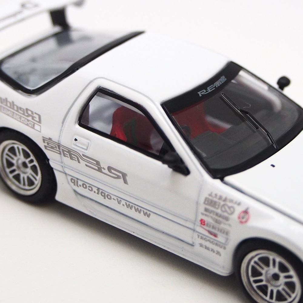 イグニッションモデル　1/64 マツダ　RX-7 FC3S RE雨宮　ホワイト Pop Race 1:64 Mazda RX7 FC3S RE-Amemiya White Diecast Model Car