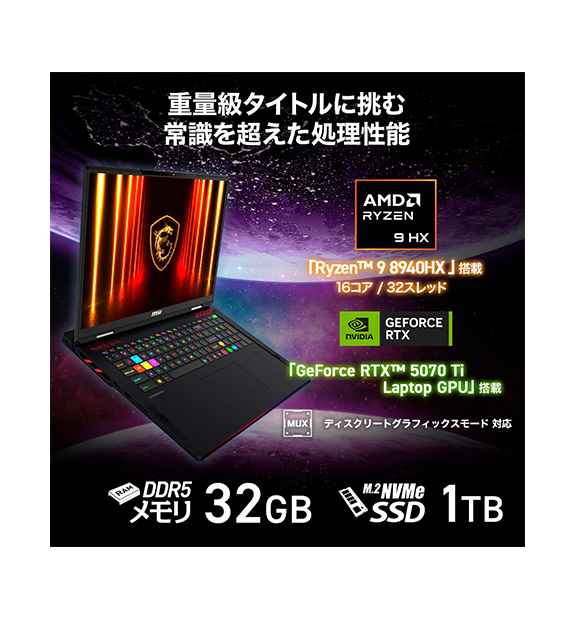 ��RTX5070Ti��ܡ�Raider-A18-HX-A8WHG-2640JP