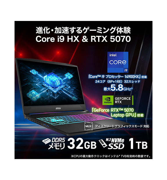 ��MSI���ȥ����ꡦRTX5070��Katana-15-HX-B14WGK-0961JP