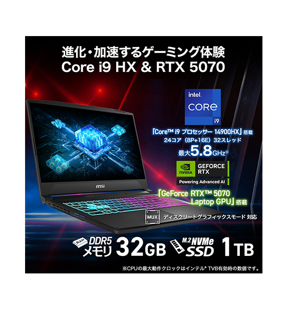 MSIストア限定☆RTX5070搭載】Katana-15-HX-B14WGK-0951JP | ノートPC