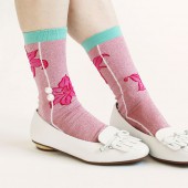  カサブランカ / 花柄  日本製 ラメ パール ソックス 23〜25cm ピンク【返品・交換不可】