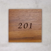 NUMBER PLATE / TEAK WOOD / square / 13×13cm