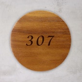 NUMBER PLATE / TEAK WOOD / round / Φ15cm