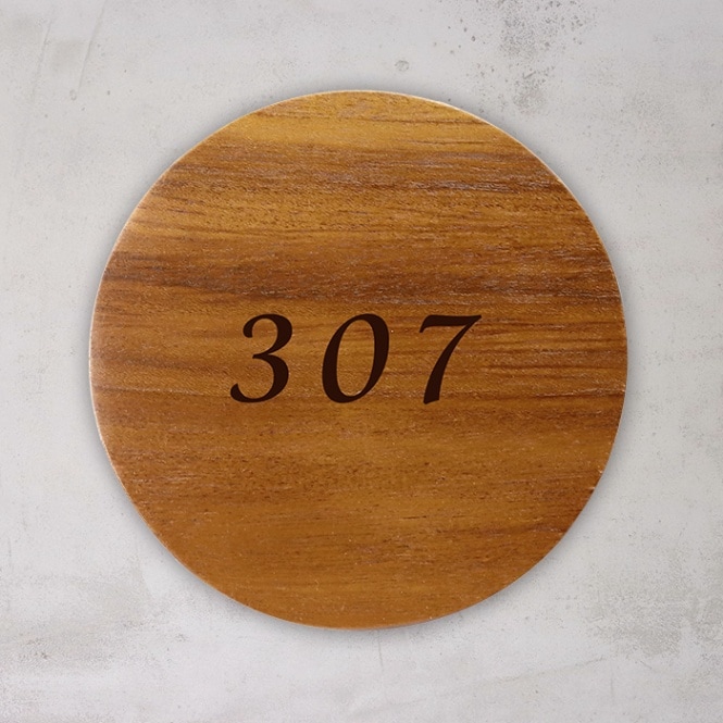 NUMBER PLATE / TEAK WOOD / round / Φ15cm