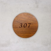 NUMBER PLATE / TEAK WOOD / round / Φ10cm
