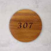 NUMBER PLATE / TEAK WOOD / round / Φ13cm