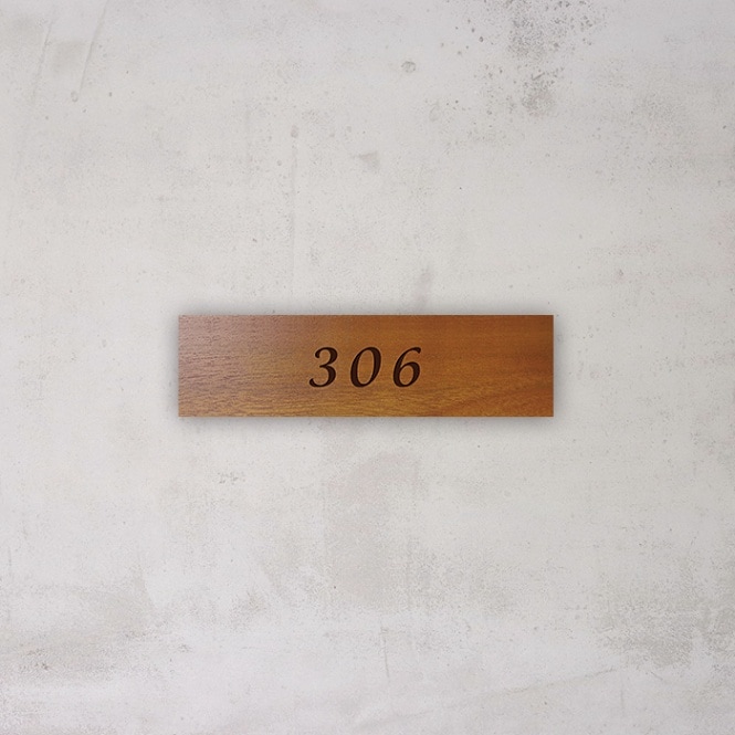 NUMBER PLATE / TEAK WOOD / rectangle / 5×18cm