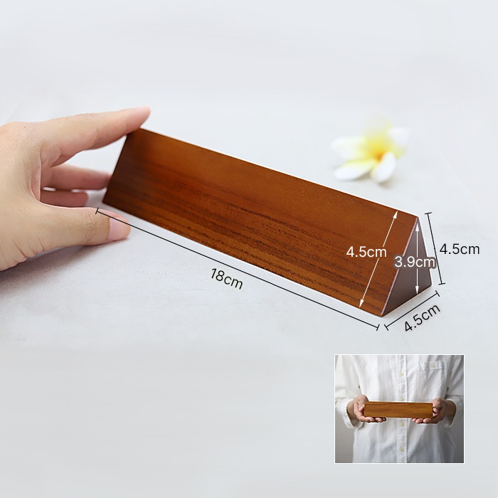 DESKTOP PLATE / TEAK WOOD / triangle / 18cm