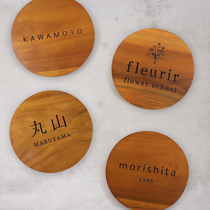 NAME PLATE / TEAK WOOD / round / Φ13cm