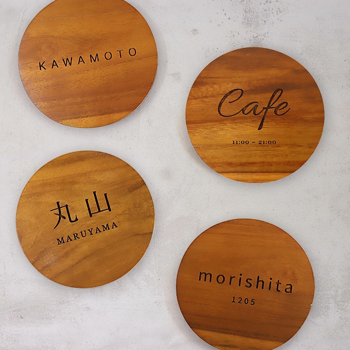NAME PLATE / TEAK WOOD / round / Φ15cm