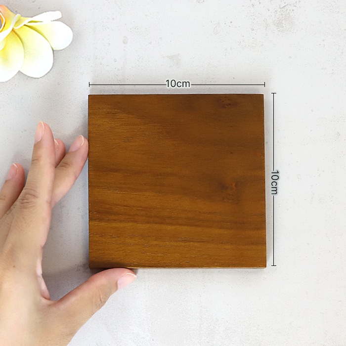 NUMBER PLATE / TEAK WOOD / square / 10×10cm