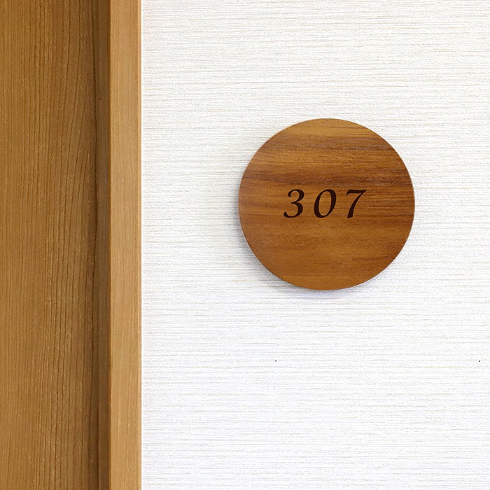 NUMBER PLATE / TEAK WOOD / round / Φ15cm