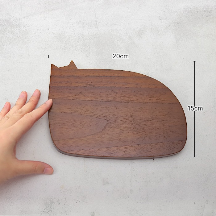 NAME PLATE / TEAK WOOD / cat / 20×15cm※今回入荷分 A面は角に丸み有