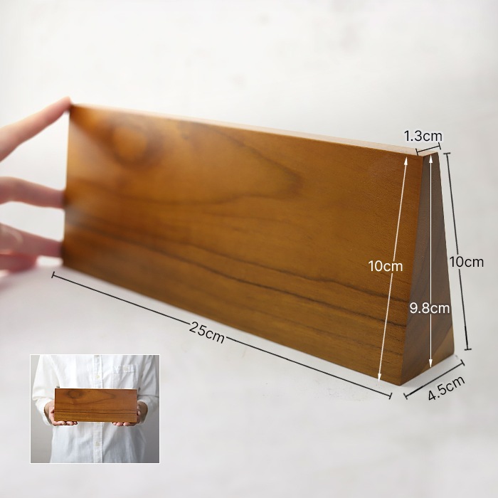 DESKTOP PLATE / TEAK WOOD / trapezoid / 25cm