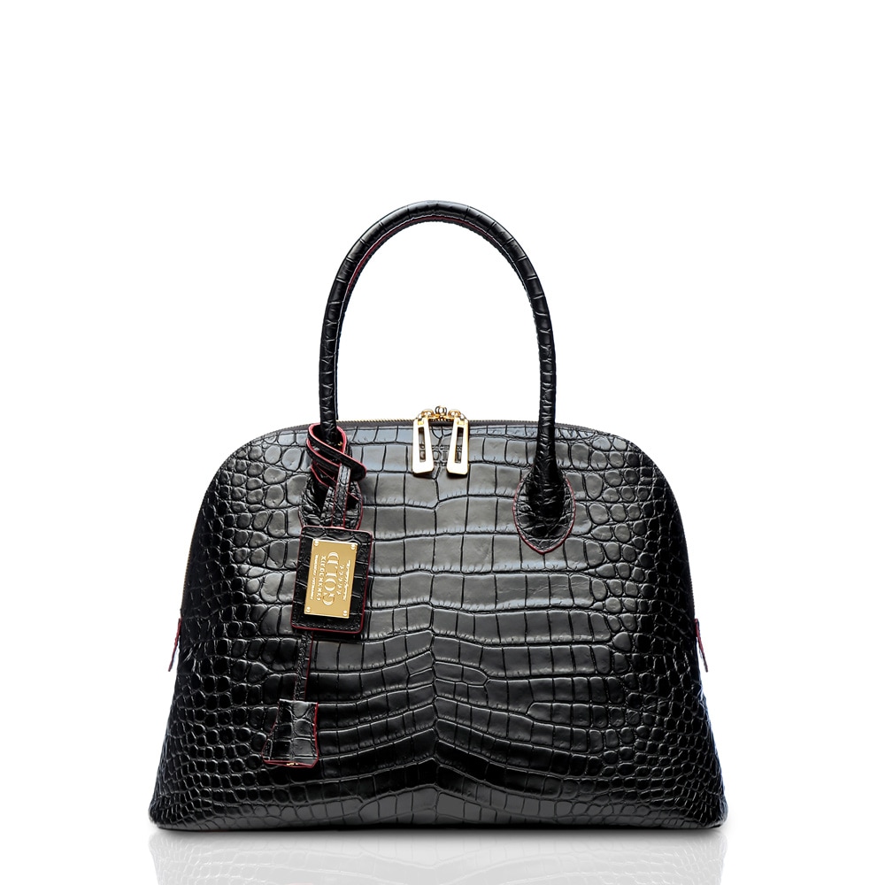 COCOCELUX GOLD サマンタ社製 牛革クロコ型押しレザー ハンドバッグ