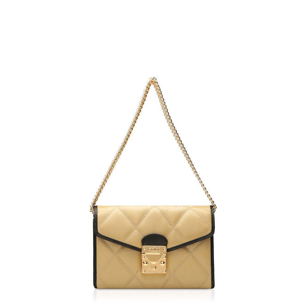 COCOCELUX GOLD ﾀﾞｲﾔﾓﾝﾄﾞﾚｻﾞｰ 錠前3WAYｳｫﾚｯﾄﾁｪｰﾝﾊﾞｯｸﾞ 