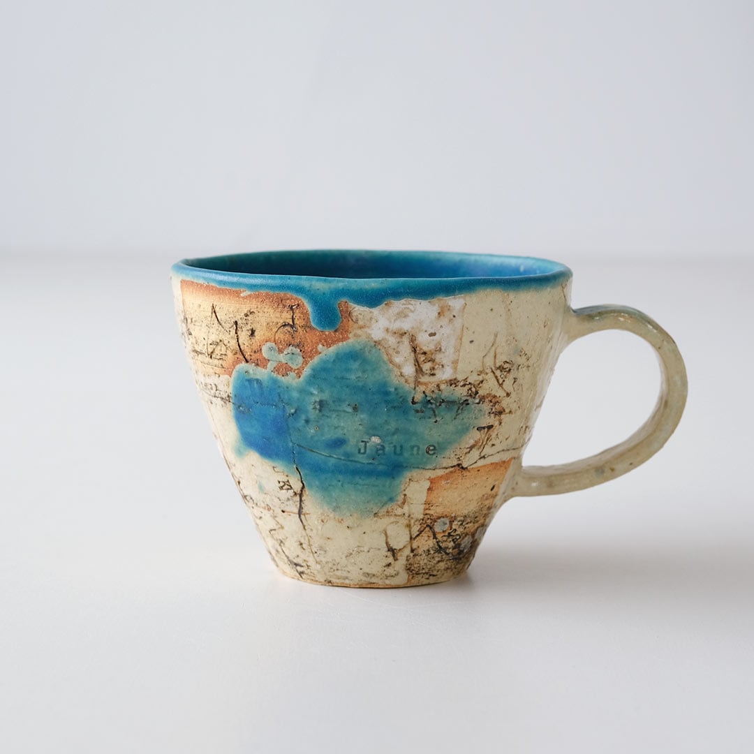 memollage/三角マグカップ/ターコイズ | 陶工房 Ron | 糸島くらし×ここ