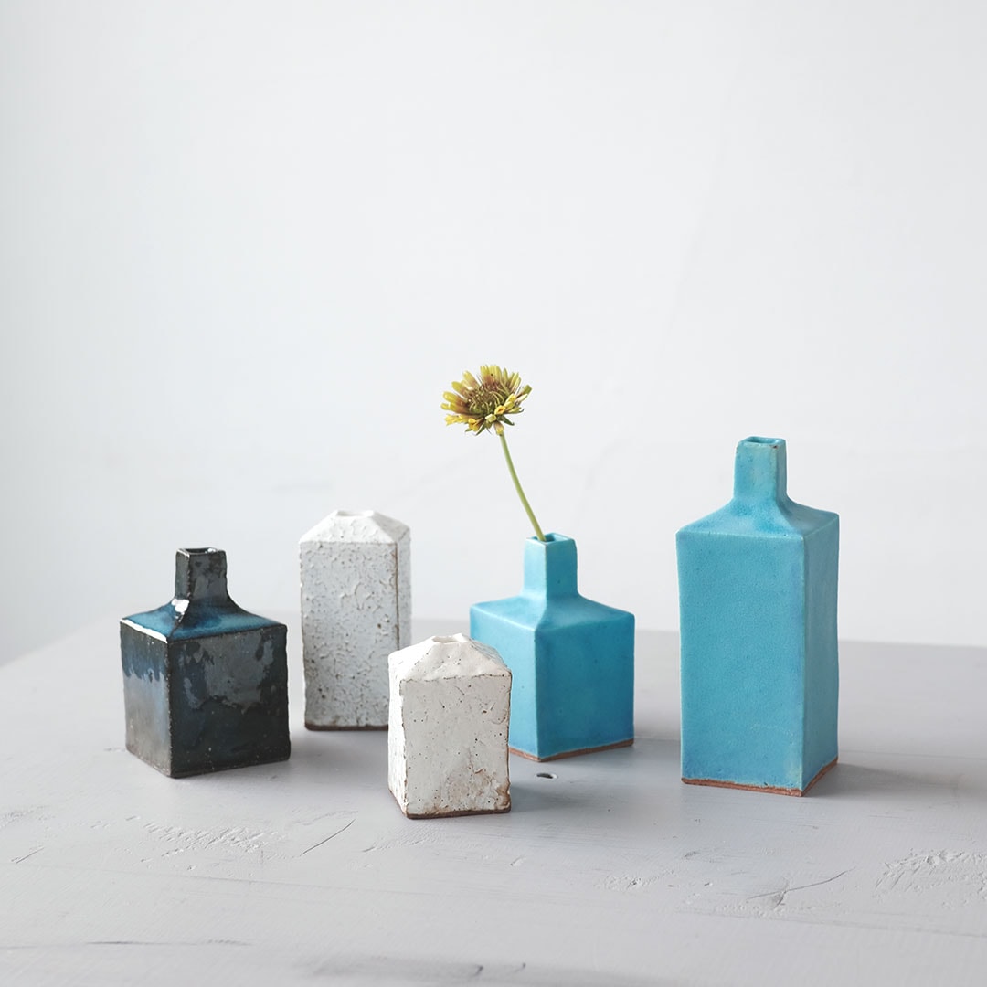 作家不明　しのぎ一輪挿し 作家不明 しのぎ一輪挿し 作家不明 しのぎ一輪挿し 作家不明 しのぎ